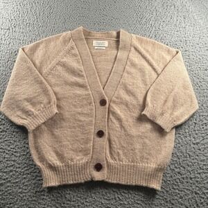 TOAST Cardigan Womens M Alpaca Wool V Neck Button Front Beige Cropped Raglan
